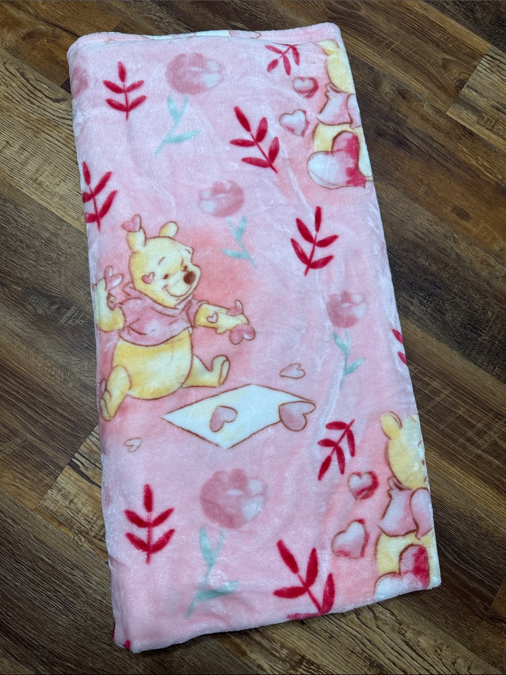 Disney Pink Winnie the Pooh Plush Kids Blanket